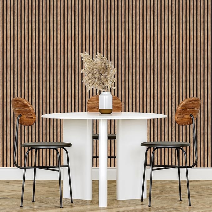 Yun-aeon Natural Wood Peel and Stick Wallpaper Wood Slats - 17.3"x 120" Tan Self-Adhesive Waterproof Vinyl Removable Wall Paper for Wall Decor Bedroom