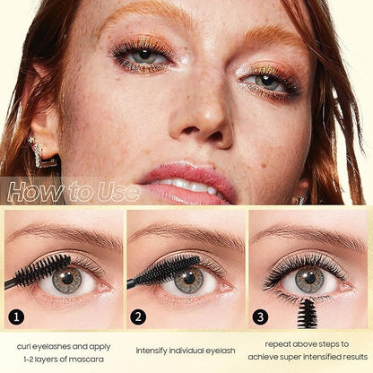 Waterproof & Smudge-Proof Tubing Mascara - Long-Lasting 2-1 Mascara Black for Natural Length and Volume Eye Makeup, Curling Eyelashes, No Flaking, No Clumping, Vegan and Cruelty Free (Pack of 1)