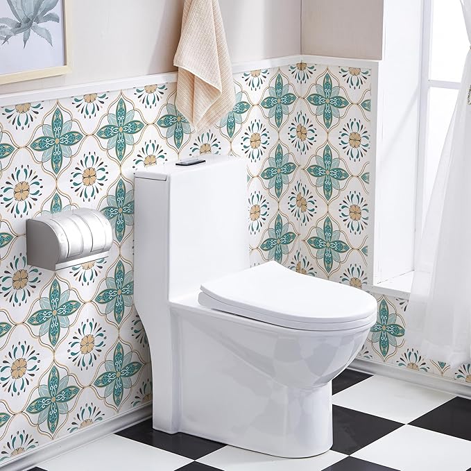 AM AMAONM 10pcs 20x20cm Removable Square Vintage Floral Pattern Tile Stickers 3D Decorative Peel and Stick Vinyl Self Adhesive Wall Tiles Decor Decals for Kitchen Backsplash Bathroom Furniture (C)