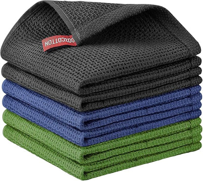 Nialnant 6 Pack Kitchen Towels, 100% Cotton Dish Cloth for Washing Dishes, Absorbent Quick Drying Dish Rags, Multipurpose Cleaning Rags-12x12 Inches