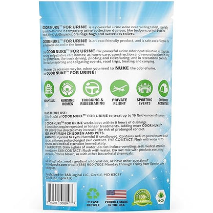Human Urine Odor Neutralizer Tablets by ODOR NUKE - Kill Urine Smell In Portable Urinals for Men, Bedside Commodes, Bedpans & Camping Toilets - 2.8oz (Original)
