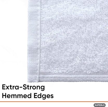 Superio Terry Cloth Rags White Washcloths 100% Cotton 12" Cleaning Cloths, Kitchen Towels, Facial Washcloth, Spa Cloths, Hand Towel, Small Lint Free Rags for Multi-Purposes (6 Pack)