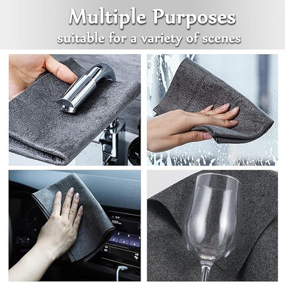 8 Packs Thickened Magic Cleaning Cloth, 2024 New Microfiber Cleaning Cloths, All-Purpose Lint Free Cloth, Reusable Microfiber Towels, Streak Free Rags for Window,Mirror,Glass,Car,Kitchen-Grey