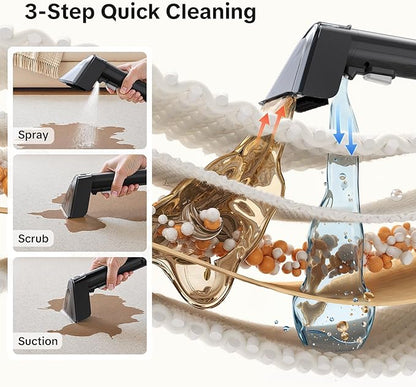 Lubluelu Upholstery Cleaner Machine 600W Motor - 20Kpa Suction, Portable Handheld Carpet Cleaner with Self-Cleaning and Long Hose for Pet Stains, Couch, Car Seats and Area Rugs