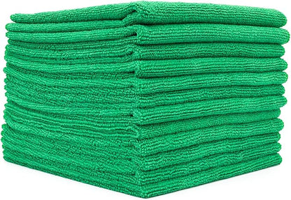 The Rag Company - All-Purpose Microfiber Terry Cleaning Towels - Commercial Grade, Highly Absorbent, Lint-Free, Streak-Free, Kitchens, Bathrooms, Offices, 300gsm, 16in x 16in, Green (12-Pack)