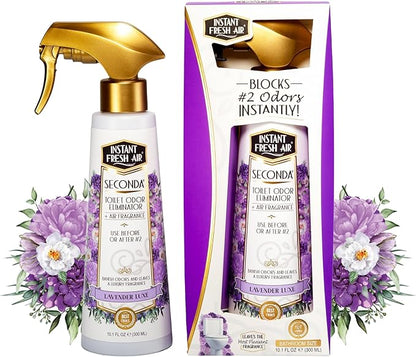 Seconda Premium Toilet Spray - Bathroom Air Freshener & Toilet Bowl Odor Eliminator - For Home, Business, School - Bathroom Deodorizer - Long Lasting Lavender Fragrance 10.1 fl oz.