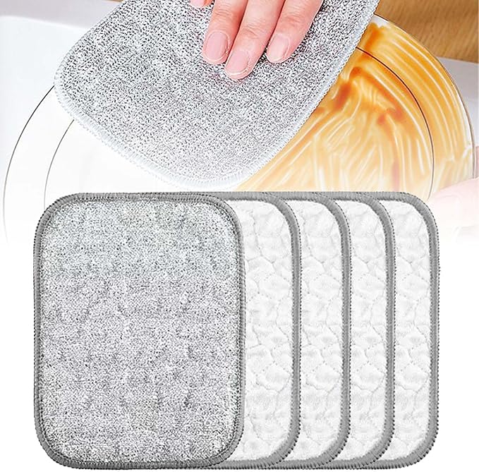 Multipurpose Wire Dishwashing Rags for Wet and Dry, Double Sided Wire Washing Cloth, Reusable Wire Miracle Cleaning Cloths, Non Scratch Wire Dishcloth for Home Kitchen,Sinks,Pots,Pans,Dishes (5PCS)