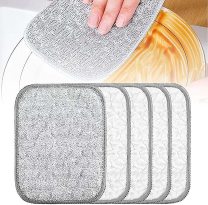 Multipurpose Wire Dishwashing Rags for Wet and Dry, Double Sided Wire Washing Cloth, Reusable Wire Miracle Cleaning Cloths, Non Scratch Wire Dishcloth for Home Kitchen,Sinks,Pots,Pans,Dishes (5PCS)