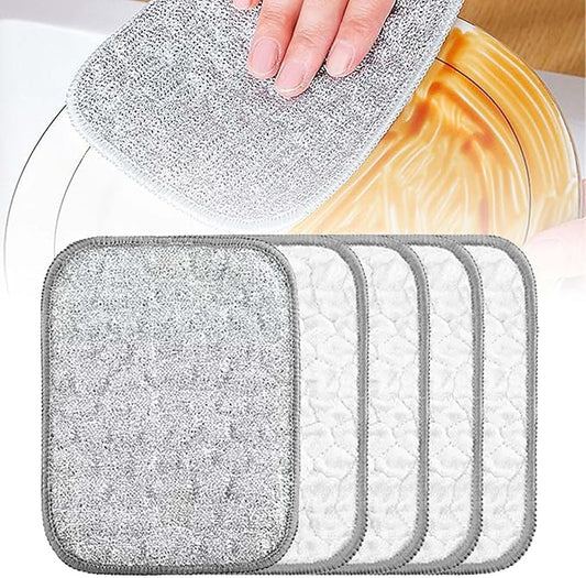 Multipurpose Wire Dishwashing Rags for Wet and Dry, Double Sided Wire Washing Cloth, Reusable Wire Miracle Cleaning Cloths, Non Scratch Wire Dishcloth for Home Kitchen,Sinks,Pots,Pans,Dishes (5PCS)