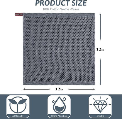 Nialnant 12 Pack Dish Towels,100% Cotton Kitchen Towels,Soft and Absorbent Kitchen Dish Rags, Dish Towels for Washing Dishes-12x12 Inch