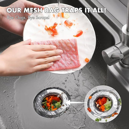 200 Pack Kitchen Sink Strainer Mesh Bag, Anti-Clogging Disposable Sink Drain Covers, Kitchen Essentials Sink Filter Nets, Fits Most Sink Strainers (4.0 x 4.0 Inch)