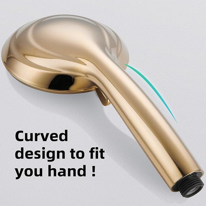 Cobbe 8-Setting Handheld Shower Head with High Pressure Shower Heads - Bathroom Showerhead Set - Detachable Showerhead with 5ft Stainless Steel Hose and Brass Swivel Bracket (Gold)