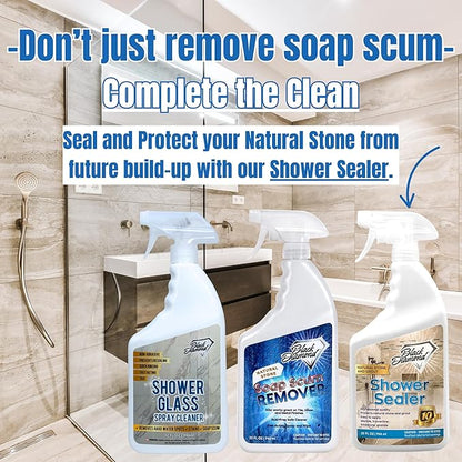 Shower Glass Cleaner – Professional Strength Shower Door & Tile Spray - Removes Hard Water Stains, Soap Scum & Water Spots, Non-Abrasive, Prevents Resoiling (160 Fl Oz (Pack of 1))