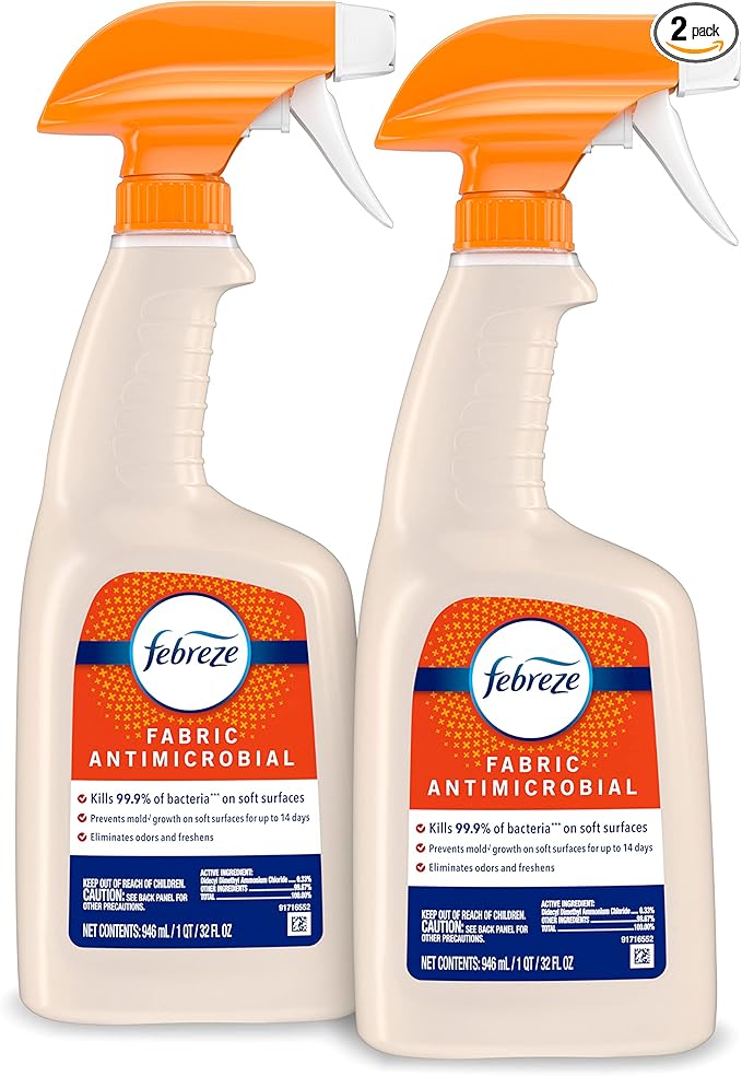 Febreze Fabric Spray, Odor Eliminator for Strong Odor, Sanitizing and Antimicrobial, 32 fl oz (2 Count)
