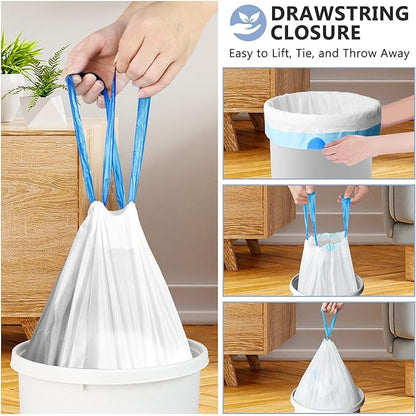 231 Count-Small Trash Bags,4 Gallon Trash Bag Drawstring,Bathroom Garbage Bags,Tear-Free Garbage Bags,Plastic Wastebasket Liners for Toilet Home Office and Bedroom(White)