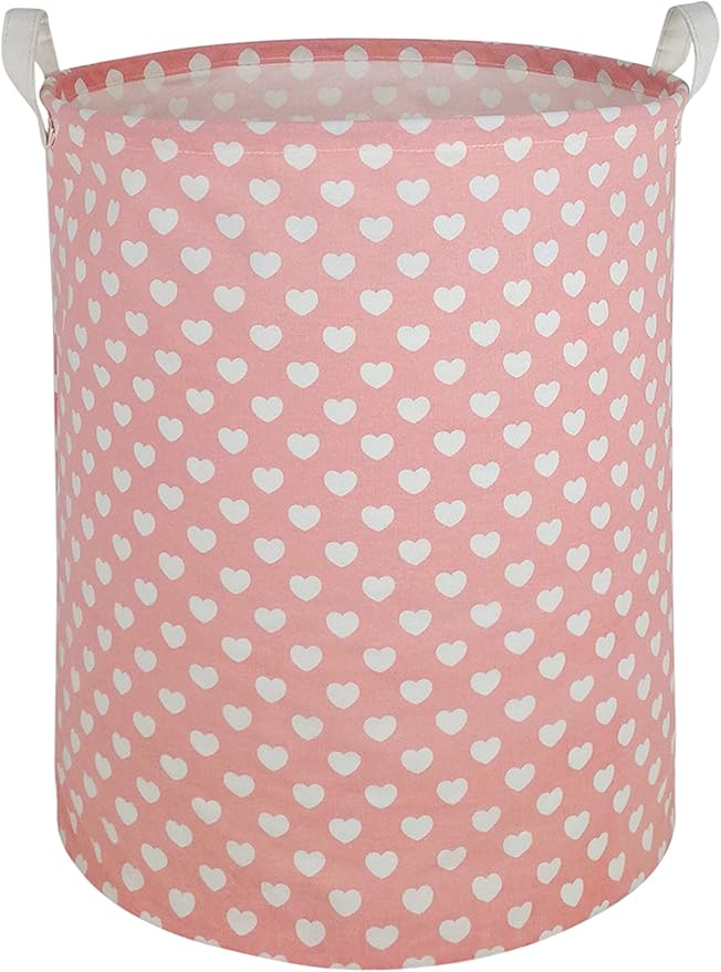 MAIZMZ Pink Laundry Basket Kids Hamper Storage Bins Girls Nursery Hamper Waterproof Organizer Toy Box Large Canvas Collapsible Chest for for Bedroom,Clothes Organizer Basket,Toys Bin,Room Decor