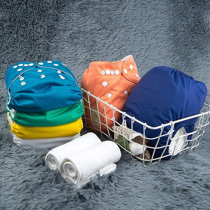 ALVABABY Baby Cloth Diaper 6 Pack with 12 Inserts One Size Cloth Diaper Covers Adjustable Washable Reusable for Baby Girls and Boys