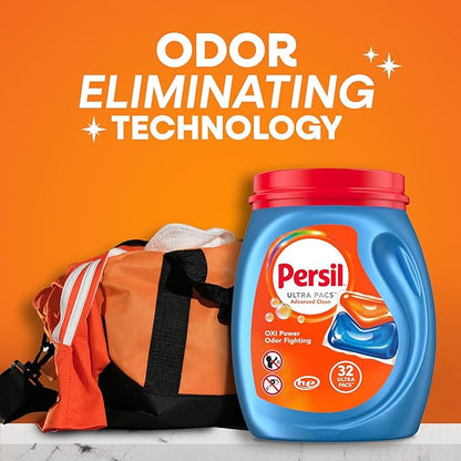 Persil Ultra Pacs Advanced Clean Oxi+Odor Power Laundry Detergent, 32 count