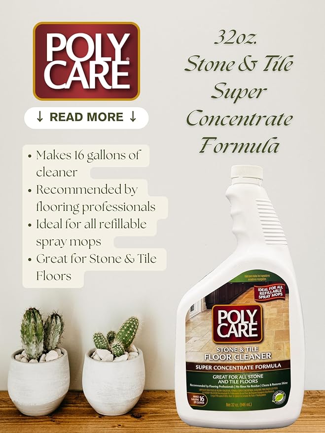 Stone & Tile Floor Cleaner Super Concentrate - 32 Fl Oz - Fresh- Dilute Concentrate with Water for Spray Mops and Spray Bottles - Residue-Free Floor Cleaning Solution for Stone & Tile Floors