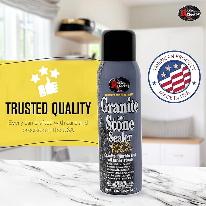 Rock Doctor Granite Sealer for Marble, Stone, and Tile Countertops, Streak-Free Finish with Stain Resistant Moisture Protection, Interior and Exterior Use, Pack of 1