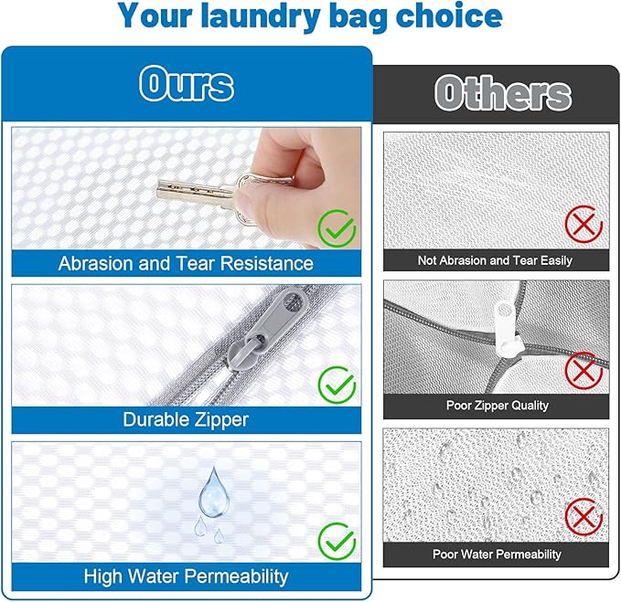 Dntorx 4 PCS Durable Honeycomb Mesh Laundry Bags for Delicates with Zipper, 12" x 16"+16" x 20" Reusable Laundry Bag Mesh Wash Bags for Washing Machine for Clothes, Shoes, Socks, Bra (2M + 2L, White)