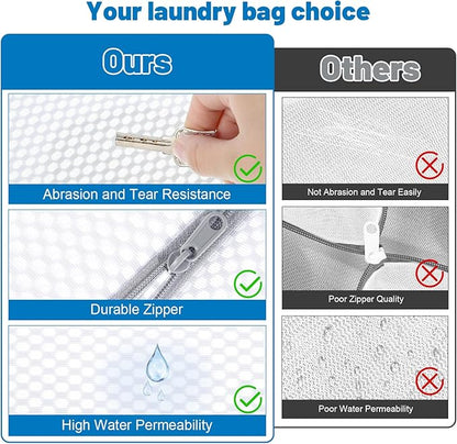 Dntorx 4 PCS Durable Honeycomb Mesh Laundry Bags for Delicates with Zipper, 12" x 16"+16" x 20" Reusable Laundry Bag Mesh Wash Bags for Washing Machine for Clothes, Shoes, Socks, Bra (2M + 2L, White)