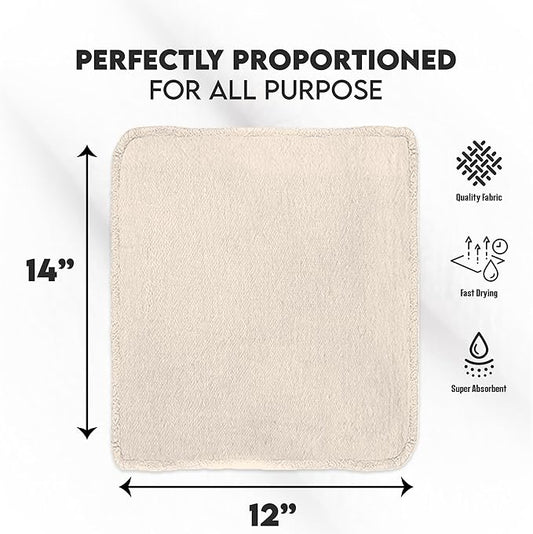 Cotton Shop Towel – Multipurpose Cleaning Cloths (14" x 12" - Pack of 500 - White) Reusable Shop Rags for Automobiles, Industrial, Restaurants, Garage, and Homes