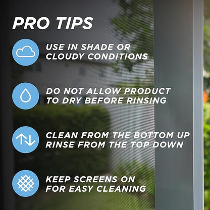 30 SECONDS Outdoor Window & Screen Concentrated Cleaner for Glass, Patio Doors, Fiberglass, Furniture - No Screen Removal Required, Spray & Rinse - Refill for Hose End Sprayer Bottles, 1.1 Gallon