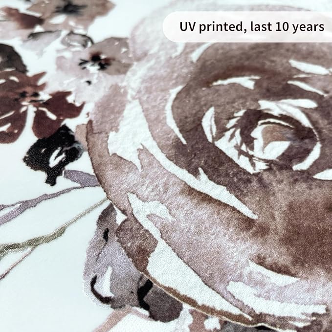 Fabric Peel and Stick Floral Wall Decal, Self-Adhesive Peony Flowers Wallpaper, Rose Sticker for Mother's Day, Mocha Peony
