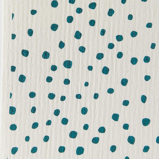 DII Swedish Dishcloths for Kitchen & Cleaning, Reusable, Machine Washable & Dishwasher Safe, Biodegradable, 7.75 x 6.75, Teal & White