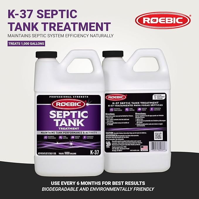 Roebic K-37-H Septic Tank Treatment: 64-Ounce, Promotes Efficient Breakdown, Reduces Odors, Prevents Clogs for Smooth Septic System Operation