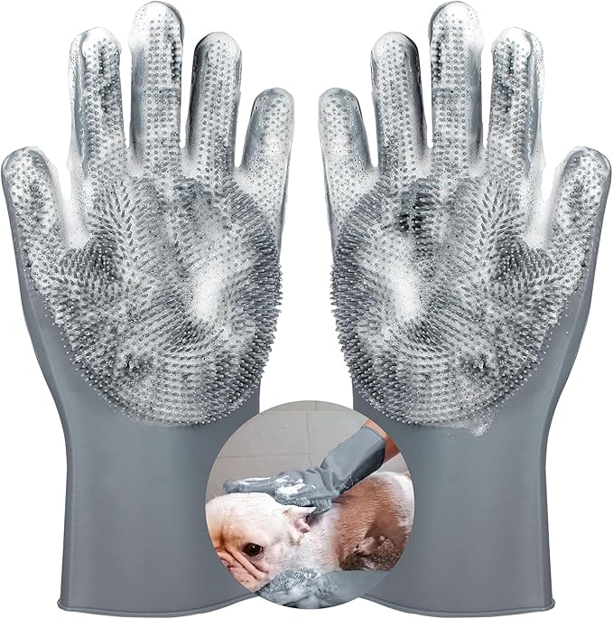 Pet grooming gloves,Dog washing gloves with High-Density Teeth with Five Finger Design to bathing and Massage for Dog
