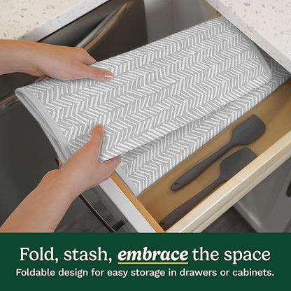 Cuisinart Dish Drying Mats for Kitchen Counter - (2) 16" x 18" Ultra Absorbent Kitchen Dish Drying Mat - Mesh Backing, Foldable, Machine Washable, Fast Drying Dish Mat (Dashed Lines)