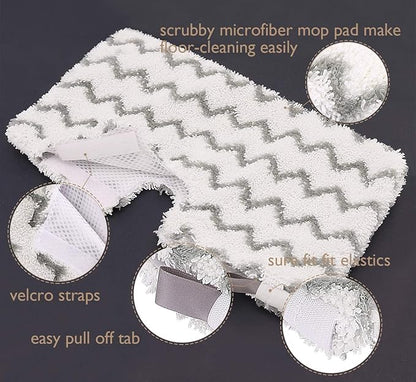 4 Pack Steam Mop Replacement Pads, Microfiber Steam Mop Pads with Scrub Strips, Compatible with Shark Steam Pocket Mop S3500 Series (S3501, S3601, S3901), Washable Pads for Sealed Hard Floors