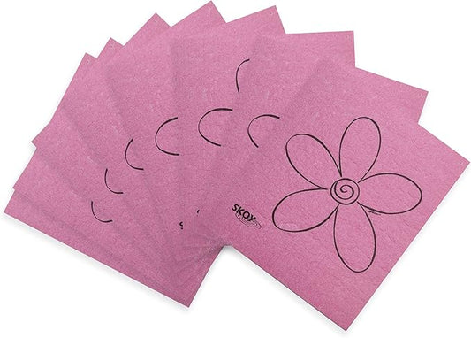 Skoy Cloth, 8-Pack Versatile Swedish Dishcloths for Kitchen and Household Use, Reusable Cleaning Cloths, Planet-Friendly, Dishwasher and Dryer-Safe, Pink