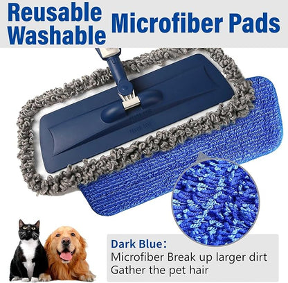 Mops for Floor Cleaning Wet Spray Mop with 14 oz Refillable Bottle and 3 Washable Microfiber Pads Home or Commercial Use Dry Wet Flat Mop for Hardwood Laminate Wood Ceramic