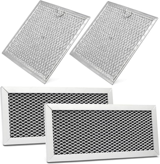 Microwave Oven Charcoal and Grease Filter Kit Replacement for Samsung Model ME19R7041FS/AA ME19R7041FT/AA ME19R7041FB ME19R7041FB/AA ME19R7041FS 4 Pack