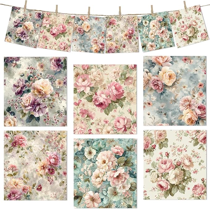Reusable Swedish Dishcloths for Kitchen, 6 Pcs Vintage Floral Swedish Dish Cloths, Absorbent Flower Designs Sponge Cleaning Towels Wipes for Kitchen Cooking Home Decoration Housewarming Gifts
