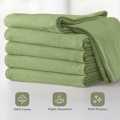Utopia Kitchen Sage Green Flour Sack Towels [12 Pack - 28 x 28 Inch] 100% Cotton Tea Towels for Cleaning & Drying - Highly Absorbent Kitchen Dish Cloth