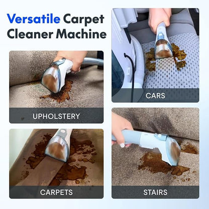 Portable Carpet Cleaner Machine, Mini Carpet and Upholstery Cleaner Machine, Pet Carpet Cleaner Machine for Spot Rug Couch Stains, 4 Cleaning Modes | 450W Motor | 60.9 OZ Tank (Brown+White)