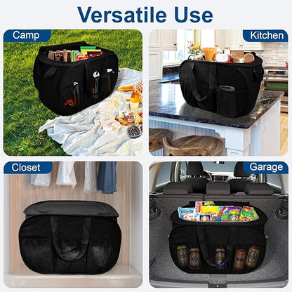 Collapsible Laundry Baskets, Tear Proof Pop Up Laundry Hamper with Lid, Dual Handles Durable Foldable Laundry Basket, Easy to Carry Laundry Hamper for Home, Laundry Room, Bedroom, Dorm, Travel Black