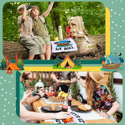 Zubebe Set of 6 Camping Kitchen Towels White Bonfire Tent Car Dishcloth Tea Towels 28 x 18 Inches with Funny Sayings Hand Dish Towel Farmhouse Novelty Gift for Rv Campers