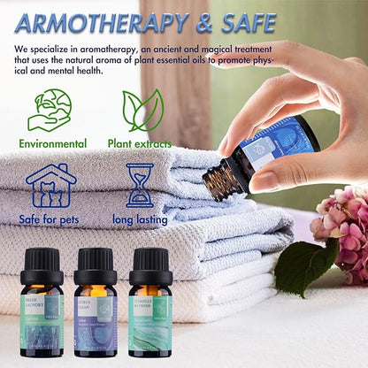 Wecona Essential Oils for Laundry - 100% Pure Essential Oils for Diffusers for Home,6x10ml(Clean)- Aromatherapy Oils for Humidifiers,Wool Dryer Balls,Clean Linen