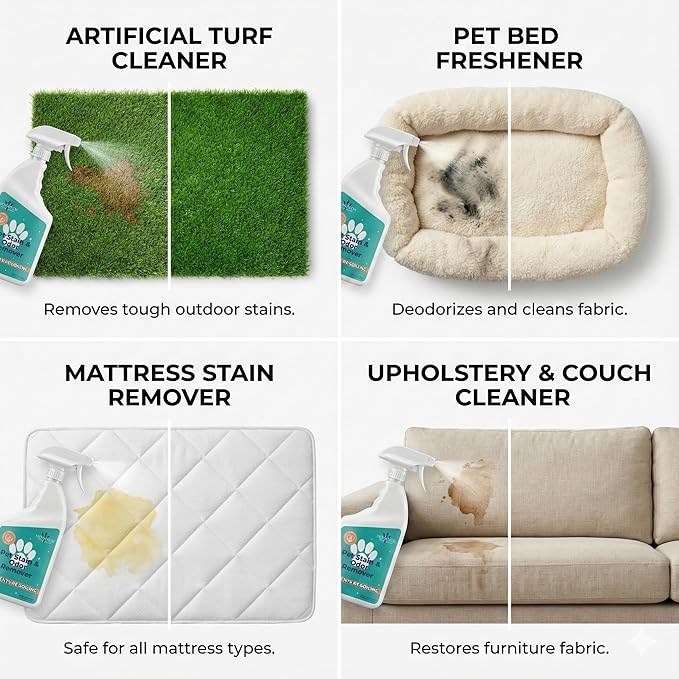 NOYATECH Pet Stain & Odor Remover – Fast-Acting Enzyme Cleaner for Dog & Cat Urine | Safe for Carpet, Couch, Turf, Tile & More | Non-Toxic, Kid & Pet Safe Spray 1 Gallon