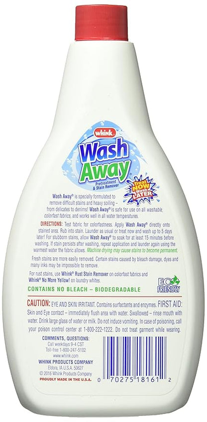 Whink - Wash Away Laundry Stain Remover for Tough Laundry Stains - 16oz, 6 Pack