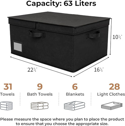 GRANNY SAYS Black Storage Bin with Lid, Fabric Closet Organizers and Storage Baskets, Extra Large Storage Box for Clothes, Memory Keepsake Box, 1-Pack