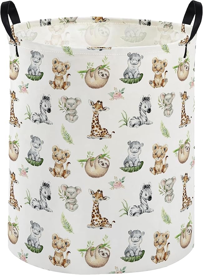 Kids Laundry Basket Animal Hamper for Nursery Animals Hamper Kids Storage Bin Room Decor for Home(Jungle animal)