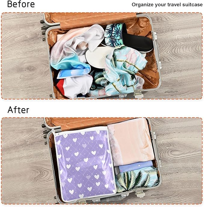 Mesh Laundry Bags Lingerie Bags for Washing Delicates 2 PCS Durable Wash Bag with Zipper Small and Medium Washable Diamond Grid Purple Hearts