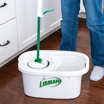 Libman Lightning Spin Mop System Plus 1 Refill Head | Mop and Bucket with Wringer Set | Floor Mop | Spin Mop | Libman Mop | Mops for Floor Cleaning | Hardwood Floor Mop | 2 Total Mop Heads Included