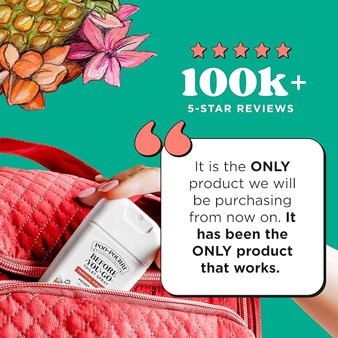 Poo-Pourri Before-You-Go Pocket Toilet Spray, Travel Essentials, Tropical Hibiscus, 1 Fl Oz, Up to 50 Uses, On-The-Go Bathroom Odor Deodorizer with Essential Oils, TSA Approved Size, Hibiscus, Apricot